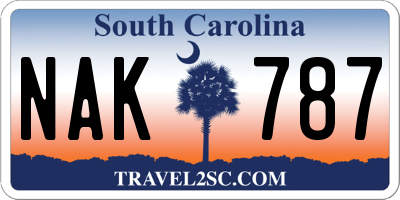 SC license plate NAK787