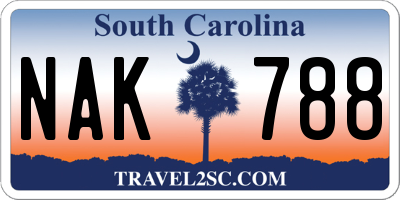 SC license plate NAK788