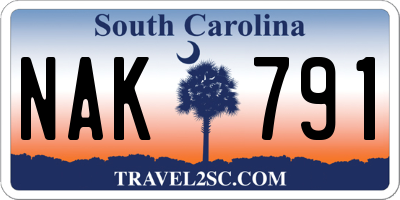 SC license plate NAK791
