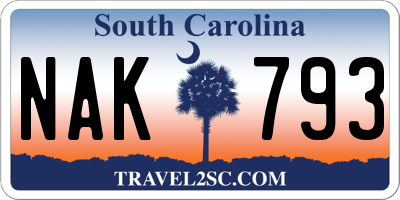 SC license plate NAK793