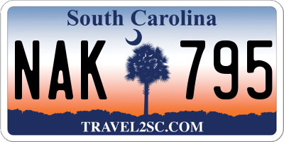 SC license plate NAK795