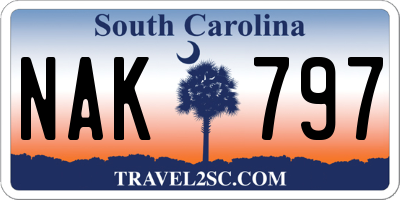 SC license plate NAK797