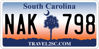 SC license plate NAK798