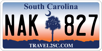 SC license plate NAK827