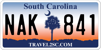 SC license plate NAK841