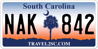 SC license plate NAK842