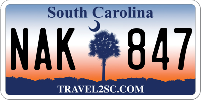 SC license plate NAK847