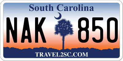 SC license plate NAK850