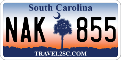 SC license plate NAK855