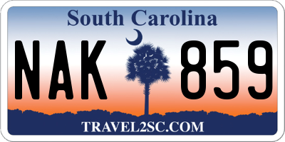 SC license plate NAK859