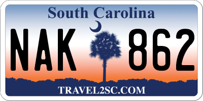 SC license plate NAK862