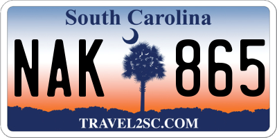 SC license plate NAK865