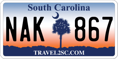 SC license plate NAK867
