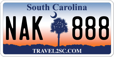 SC license plate NAK888