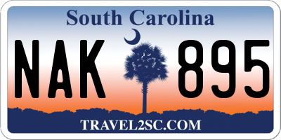 SC license plate NAK895