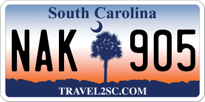 SC license plate NAK905