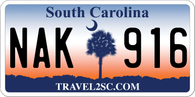 SC license plate NAK916