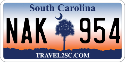 SC license plate NAK954