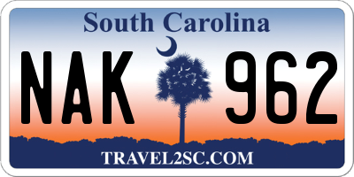 SC license plate NAK962