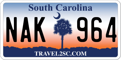 SC license plate NAK964
