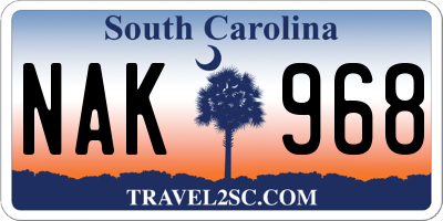 SC license plate NAK968