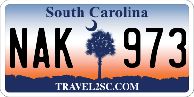 SC license plate NAK973