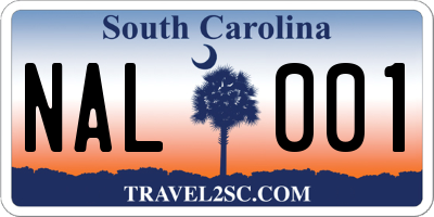 SC license plate NAL001