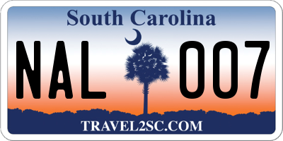 SC license plate NAL007