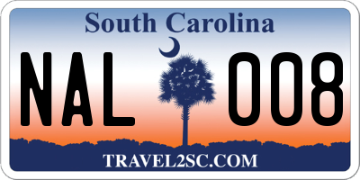 SC license plate NAL008