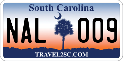 SC license plate NAL009