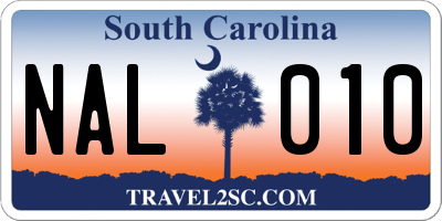 SC license plate NAL010