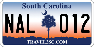 SC license plate NAL012