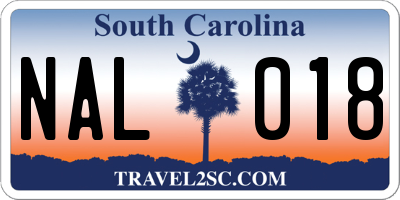 SC license plate NAL018