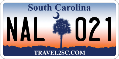 SC license plate NAL021