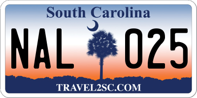SC license plate NAL025