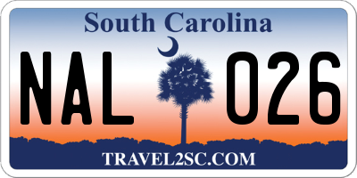 SC license plate NAL026