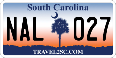 SC license plate NAL027