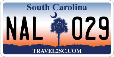 SC license plate NAL029