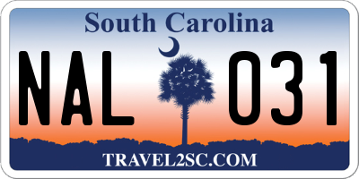 SC license plate NAL031