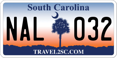 SC license plate NAL032