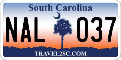 SC license plate NAL037