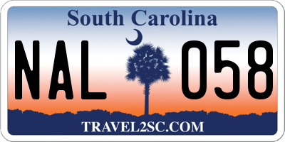 SC license plate NAL058