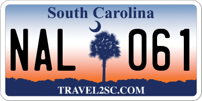 SC license plate NAL061