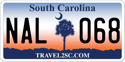 SC license plate NAL068