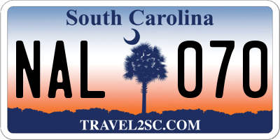 SC license plate NAL070