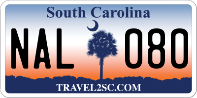 SC license plate NAL080