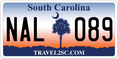 SC license plate NAL089