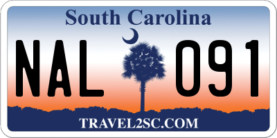 SC license plate NAL091