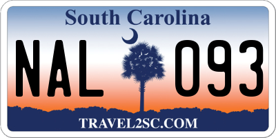 SC license plate NAL093
