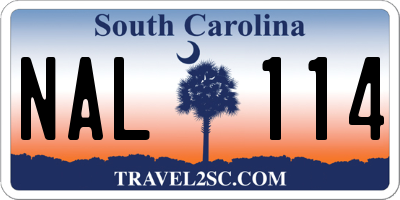 SC license plate NAL114